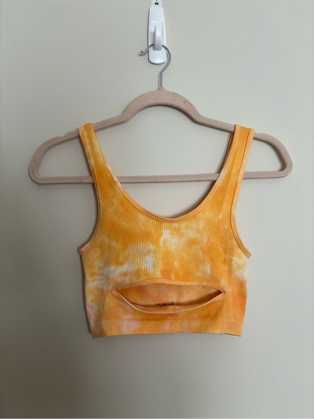 Urban Outfitters Orange and Yellow Tie-Dye Ribbed Cutout Crop Top